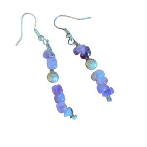 Purple silver bead earrings never worn
